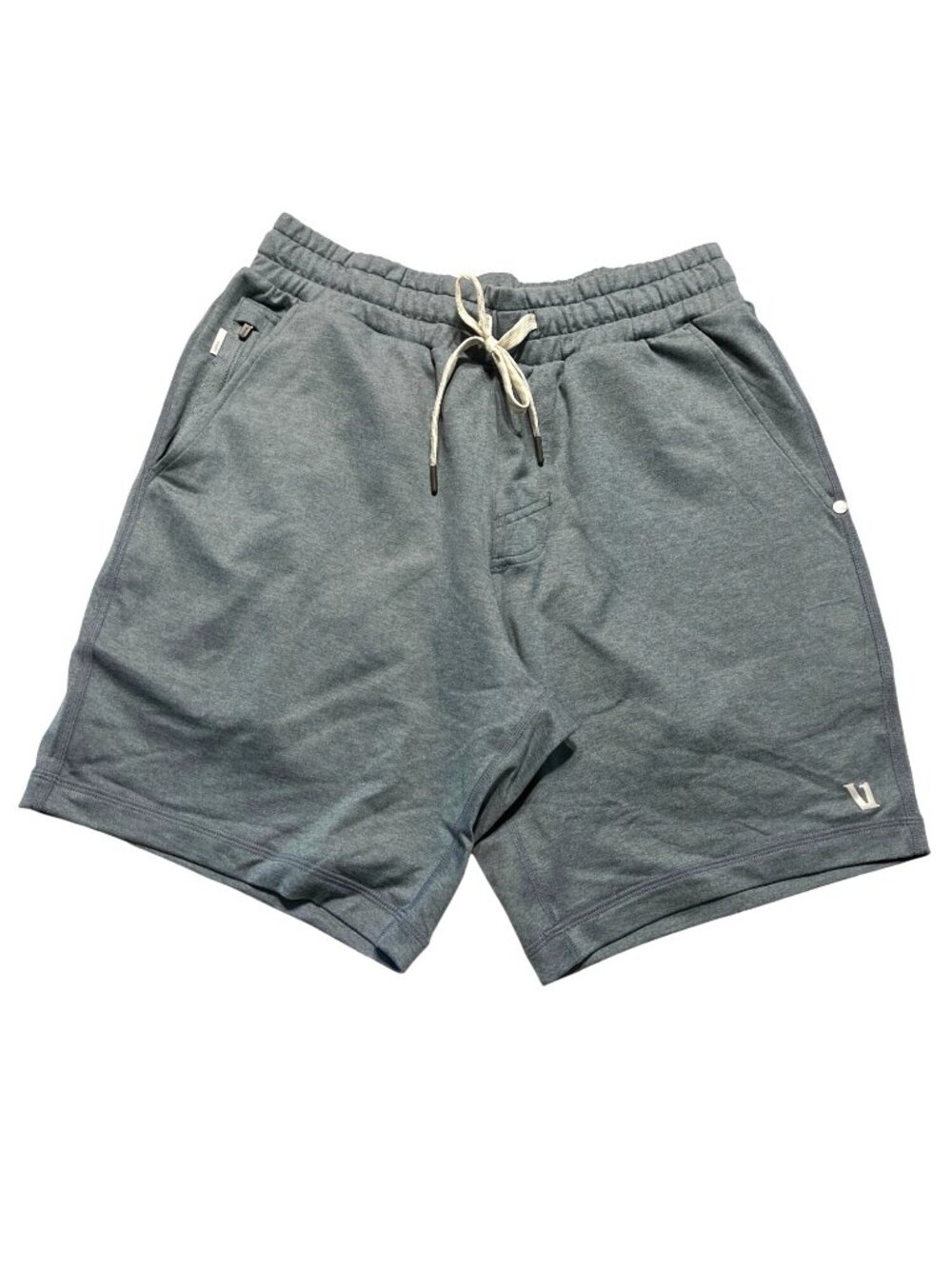 Vuori Mens Ponto Performance Shorts 7" Heather Green 4-Way Stretch Zipper Pocket